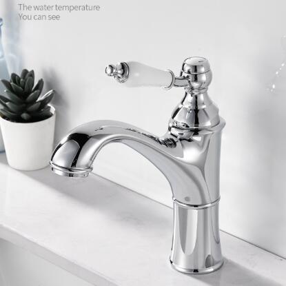 Chrome Brass Single Lever Ceramic Handle Deck Mounted Hot And Cold Basin Mixer Tap T0125C