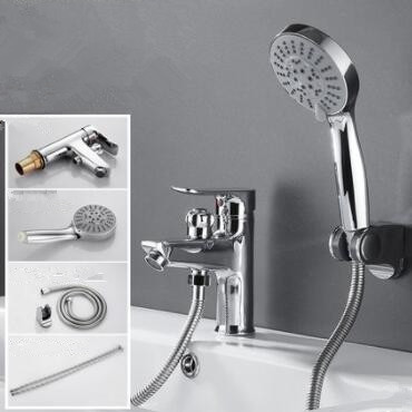 Brass Chrome Finished Mixer Basin Tap with Handhold Shower Bathroom Sink Tap T0132C - Click Image to Close