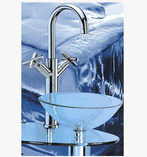 Chrome Traditional Two Handles One Hole Bathroom Sink Tap Mixer Tap T0135L - Click Image to Close