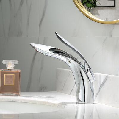 Bathroom Basin Tap Chrome Finished Art Designed Mixer Bathroom Sink Tap T0140C - Click Image to Close