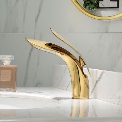 Antique Basin Tap Golden Art Designed Mixer Bathroom Sink Tap T0140G