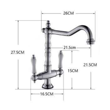 Chrome Brass Two Handles 360° Rotatable Kitchen Sink Tap T0150C