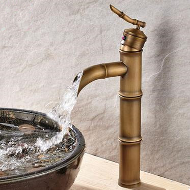 New Designed Antique Brass Bamboo Bathroom Sink Tap T0150F - Click Image to Close