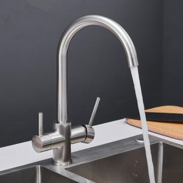 Nickel Brushed Brass Mixer Three Way Drinking Water Kitchen Sink Tap T0150N