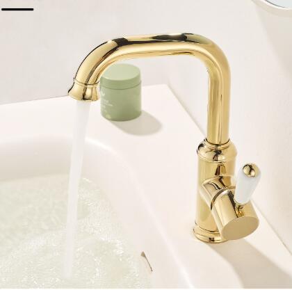 Golden Copper Ceramic Handle Single Hole Hot And Cold Bains Tap T0155G