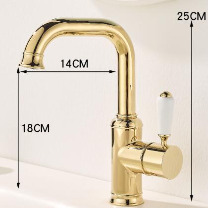 Golden Copper Ceramic Handle Single Hole Hot And Cold Bains Tap T0155G