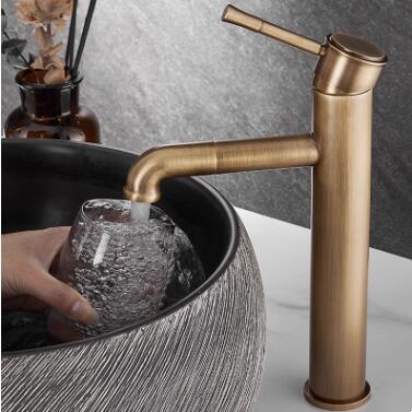 Antique Brass Retro Style Rotatable Washing Hands Mixer Tall Bathroom Sink Taps T0158A - Click Image to Close