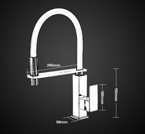 Brass New Designed Chrome & Black Rotatable SPRING Mixer Kitchen Tap T0165BR - Click Image to Close