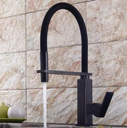 Brass New Designed Black Bronze Rotatable SPRING Mixer Kitchen Tap T0165B - Click Image to Close