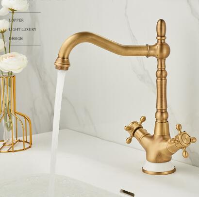 Vintage Taps for Bathroom Basin Antique,Dual Handle Mixer Sink Taps,With 360° Swivel Spout T0170A