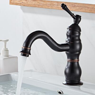 Antique Black Bronze Brass Mixer Water Bathroom Sink Tap T0188B