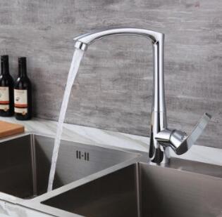 Chrome Finished Brass Single Handle Swivel Mixer Kitchen Tap T0188C - Click Image to Close