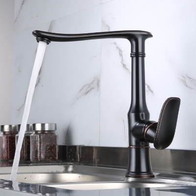 Antique Black Brass Single Handle Rotatable Mixer Kitchen Sink Tap T0192B - Click Image to Close