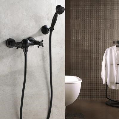 Antique Black Bronze Brass Bathtub Tap With Hand Shower Bathroom Tap T0207BW - Click Image to Close