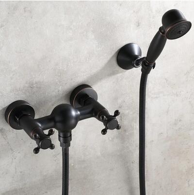 Antique Black Bronze Brass Bathtub Tap With Hand Shower Bathroom Tap T0207BW