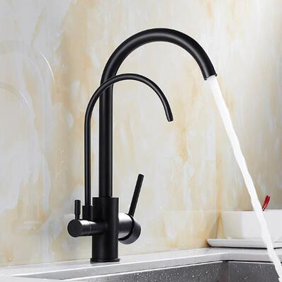 Three Ways Kitchen Taps Black Bronze Brass Drinking Water Mixer Kitchen Sink Tap T0208B