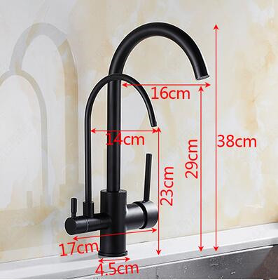 Three Ways Kitchen Taps Black Bronze Brass Drinking Water Mixer Kitchen Sink Tap T0208B