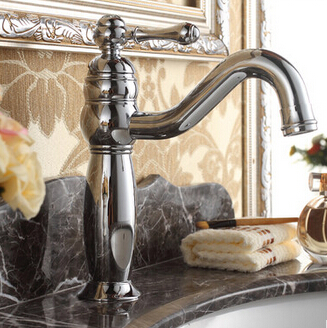 Antique New Design Brass Chrome Bathroom Sink Mixer Tap T0225C - Click Image to Close