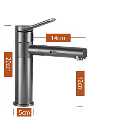 LED Color Changing Waterfall 360° Rotatable Brass Grey Brushed Mixer Bathroom Sink Tap T0228L