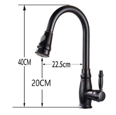 Brass Black Pull Out Mixer Water Controlled LED Kitchen Sink Tap T0230B