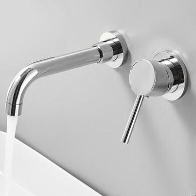 Brass Concealed Installation Chrome Wall Mounted Bathroom Sink Tap T0235C - Click Image to Close