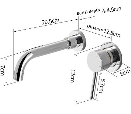 Brass Concealed Installation Chrome Wall Mounted Bathroom Sink Tap T0235C