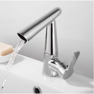 Chrome Brass Art Designed Waterfall Mixer Bathroom Sink Taps T0238C