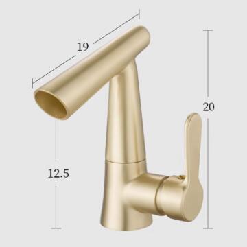 Antique Basin Tap Art Designed Nickel Brushed Golden Mixer Waterfall Bathroom Sink Tap T0243G - Click Image to Close