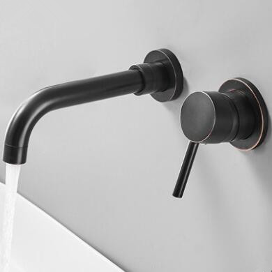 Black Bronze Brass Concealed Installation Wall Mounted Bathroom Sink Tap T0255B