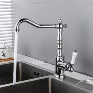 Kitchen Taps Brass Rotatable Single Handle Mixer Kitchen Tap T0258C - Click Image to Close