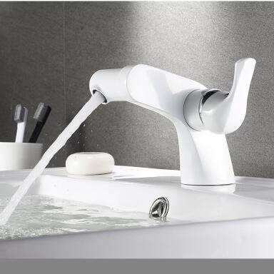 Bathroom Basin Tap 360° Rotatable White Printed Bubble Mixer Bathroom Sink Tap T0259W
