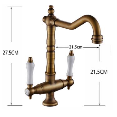 Traditional Double Handle Antique Classic Kitchen Sink Mixer Tap T0265A