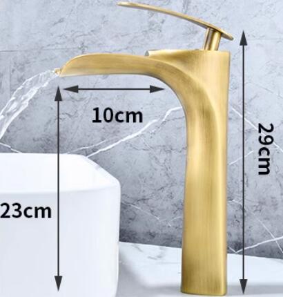 Antique Basin Tap Antique Brass Mixer Water Waterfall Tall Bathroom Sink Tap T0268AH - Click Image to Close