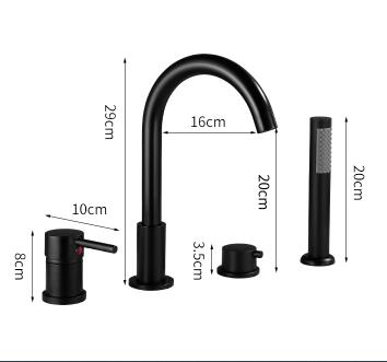 Antique Black Brass Four-Pieces Rotatable Spout Bathroom Bathtub Shower Taps T0284B - Click Image to Close
