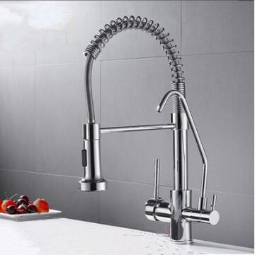 Chrome Brass Pull Down Kitchen Tap Rotatable Drinking Water SPRING Kitchen Sink Tap T0288C