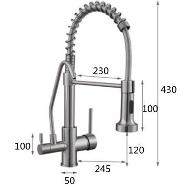 Chrome Brass Pull Down Kitchen Tap Rotatable Drinking Water SPRING Kitchen Sink Tap T0288C