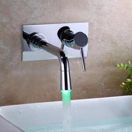 New Designed Concealed Installation LED Wall Mounted Bathroom Sink Tap T0288W
