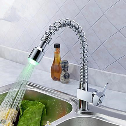 LED kitchen double sink hot and cold Pull Down Centerset water tap - Click Image to Close