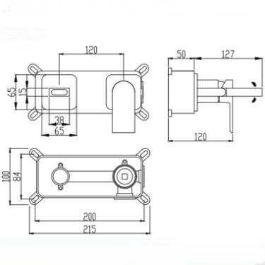 Chrome Brass Wall Mounted Concealed Splashproof Mixer Bathroom SInk Taps T0330C - Click Image to Close