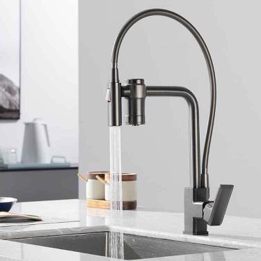 Filter with Drinking Water Grey Pull Down 3-Way Kitchen Tap T0355G - Click Image to Close