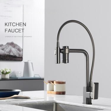 Filter with Drinking Water Grey Pull Down 3-Way Kitchen Tap T0355G