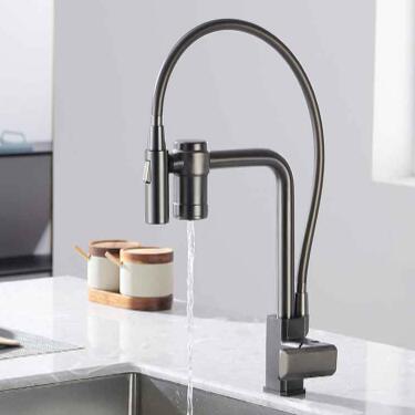 Filter with Drinking Water Grey Pull Down 3-Way Kitchen Tap T0355G - Click Image to Close