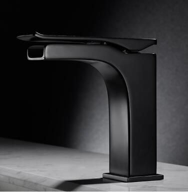 Bathroom Basin Tap Brass Black Special Designed Waterfall Bathroom Sink Tap T0369B