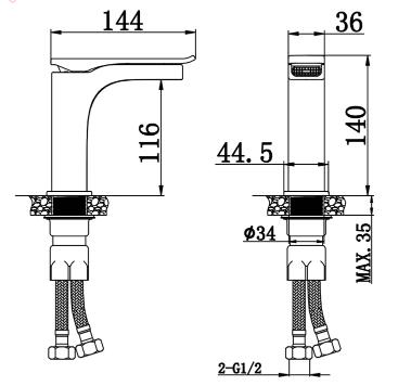 Bathroom Basin Tap Brass Black Special Designed Waterfall Bathroom Sink Tap T0369B - Click Image to Close