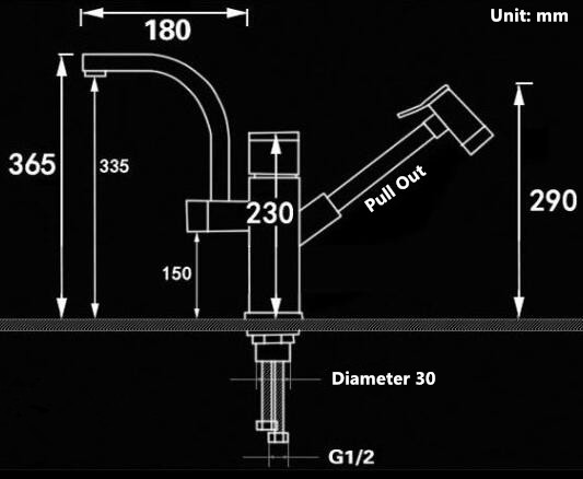 Chrome Finished Brass Pull Out 780° Rotatable Bathroom Sink Tap T0378CH