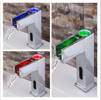 Automatic Brass LED Color Changing Bathroom Sink Tap T0380 - Click Image to Close