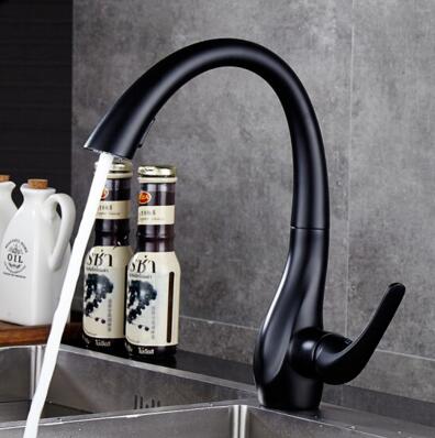 Black Bronze Brass Pull Out Kitchen Tap Rotatable Mixer Kitchen Sink Tap T0398B - Click Image to Close