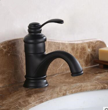 Black Antique Brass Single Handle Centerset Bathroom Sink Tap T0405B - Click Image to Close