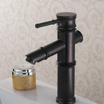 Oil-rubbed Bronze Finish Bathroom Sink Tap -Bamboo Shape Design T0418B - Click Image to Close