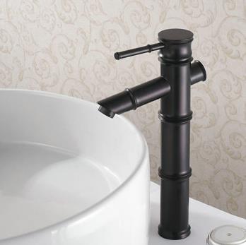 Oil-rubbed Bronze Finish Bathroom Sink Tap -Bamboo Shape Design T0418HB - Click Image to Close